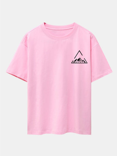 Triangle Mountain Print Drop Shoulder Oversize T-Shirt