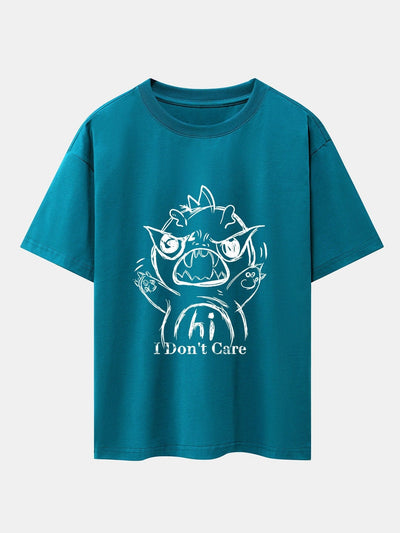 Cartoon Dinosaur Print Drop Shoulder Oversize T-Shirt