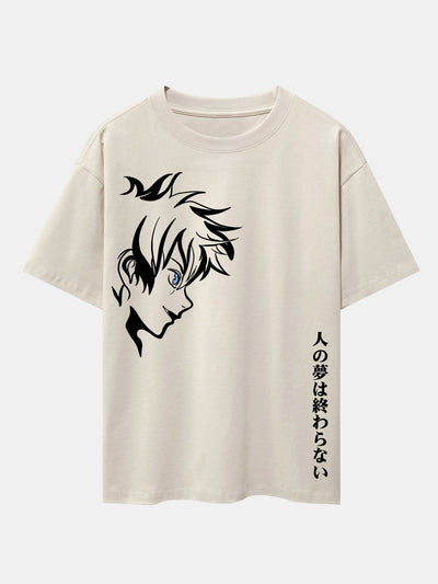 Comic Male Slogan Print Drop Shoulder Oversize T-Shirt