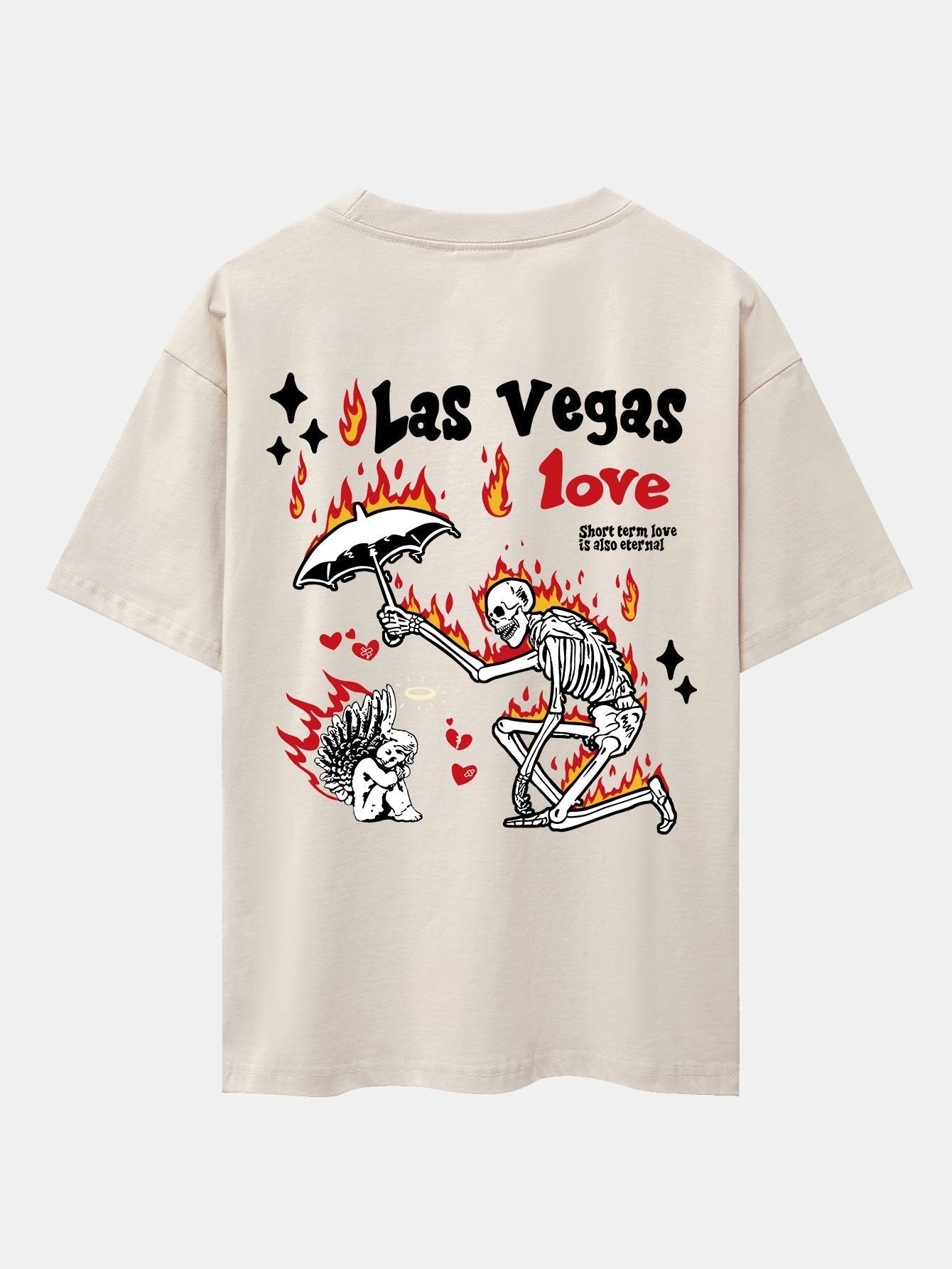 Skeleton And Angel Back Print Drop Shoulder Oversize T-Shirt