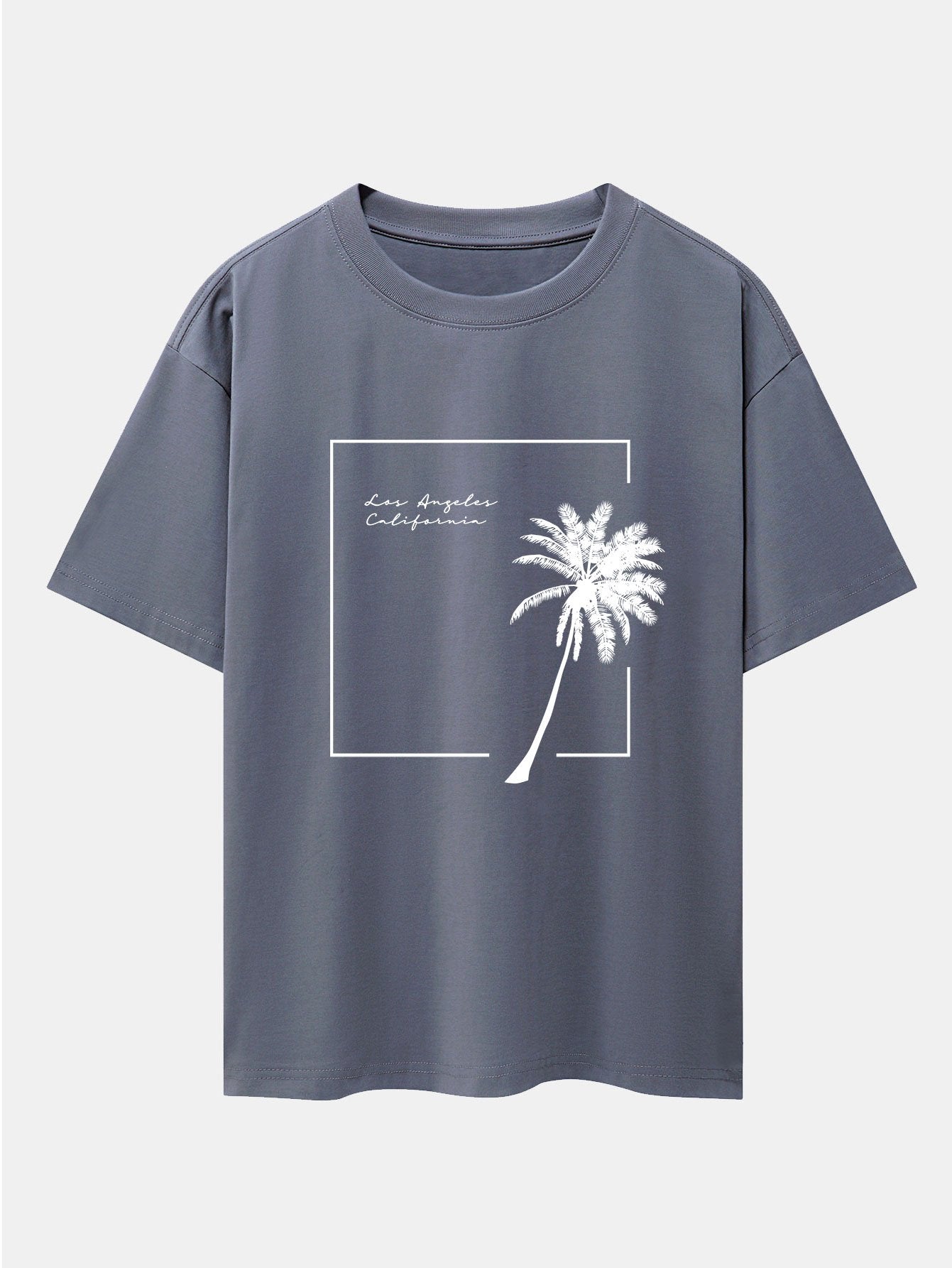 Los Angeles Palm Trees Print Drop Shoulder Oversize T-Shirt