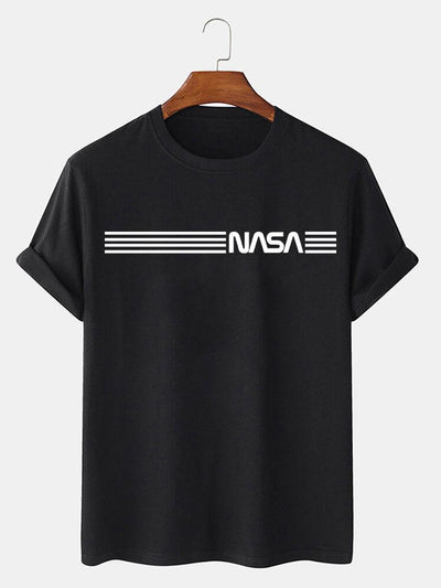 Nasa Stripe Print T-Shirts