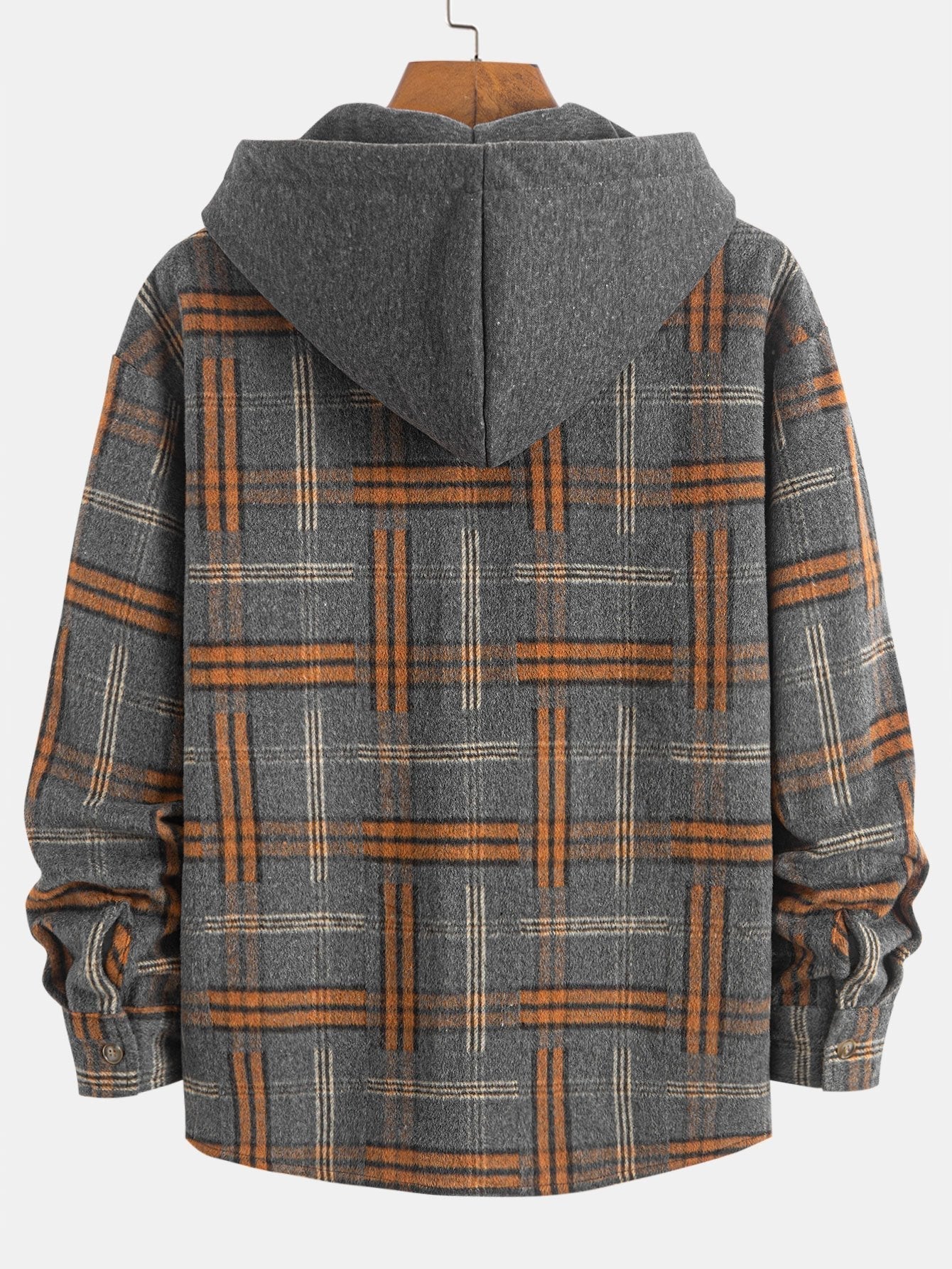 Relax Fit Heavy Weight Flannel Plaid Hooded Shirt