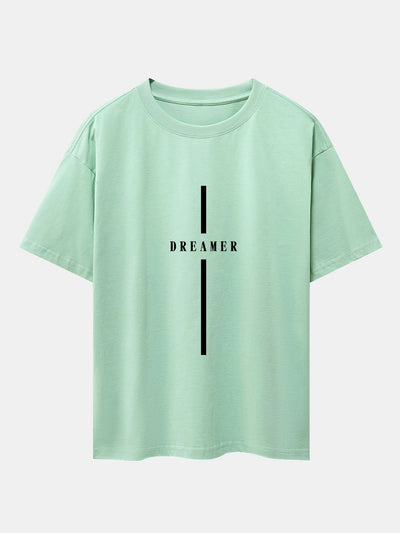 Stripe Dreamer Print Drop Shoulder Oversize T-Shirt
