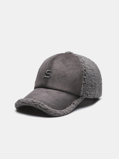 Embroidery Letter Plush Warm Baseball Cap