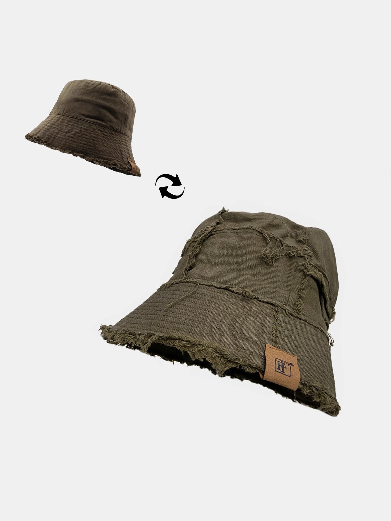 Double Side Reversible Distressed Bucket Hat