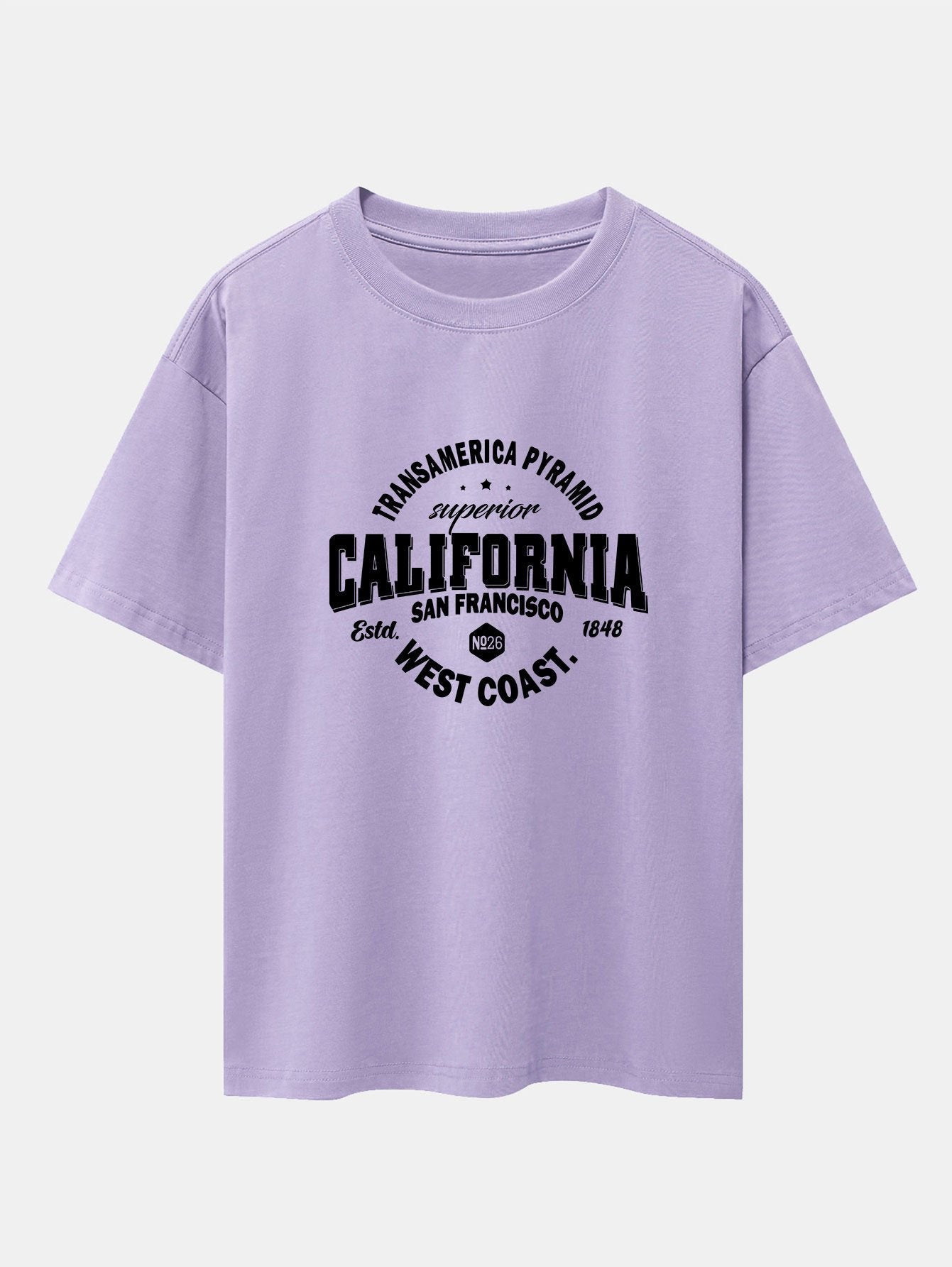 California Slogan Print Drop Shoulder Oversize T-Shirt