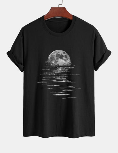 Regular Fit Moon Print Cotton T-Shirt