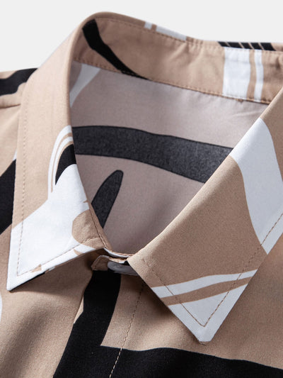 Abstract Print Button Up Shirt