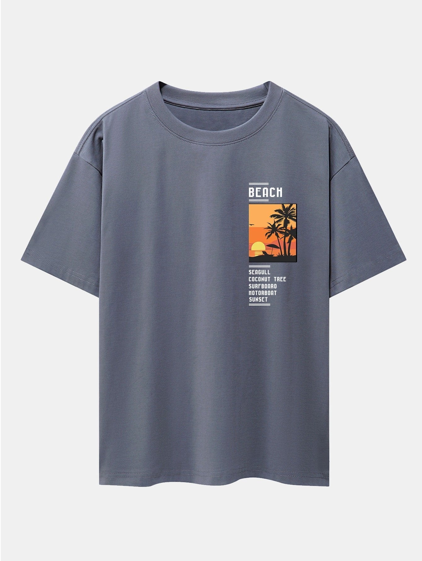 Beach Scenery Slogan Print Drop Shoulder Oversize T-Shirt