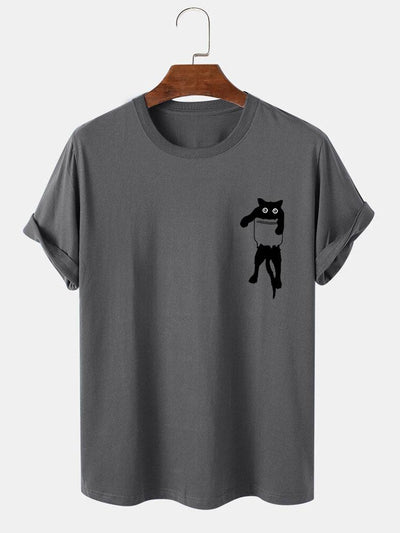 Pocket Cat Print T-Shirt