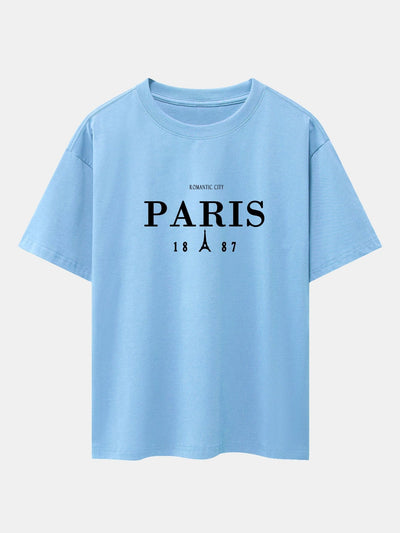 Paris Print Drop Shoulder Oversize T-Shirt