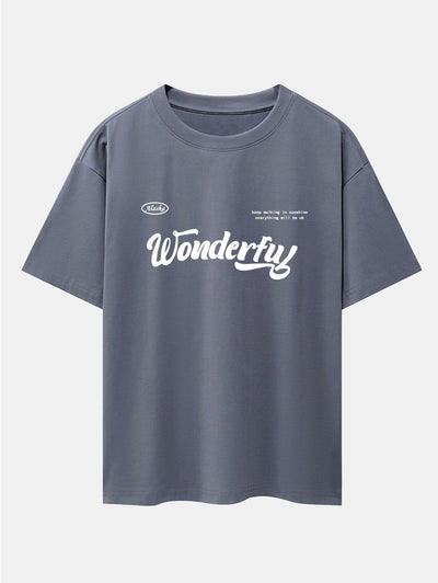 Wonderful Slogan Print Drop Shoulder Oversize T-Shirt