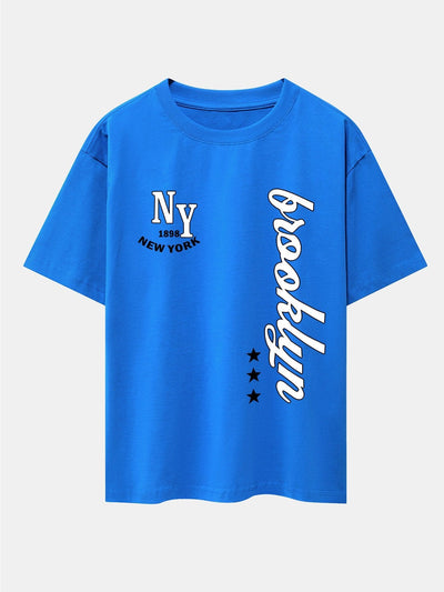 New York Brooklyn Print Drop Shoulder Oversize T-Shirt
