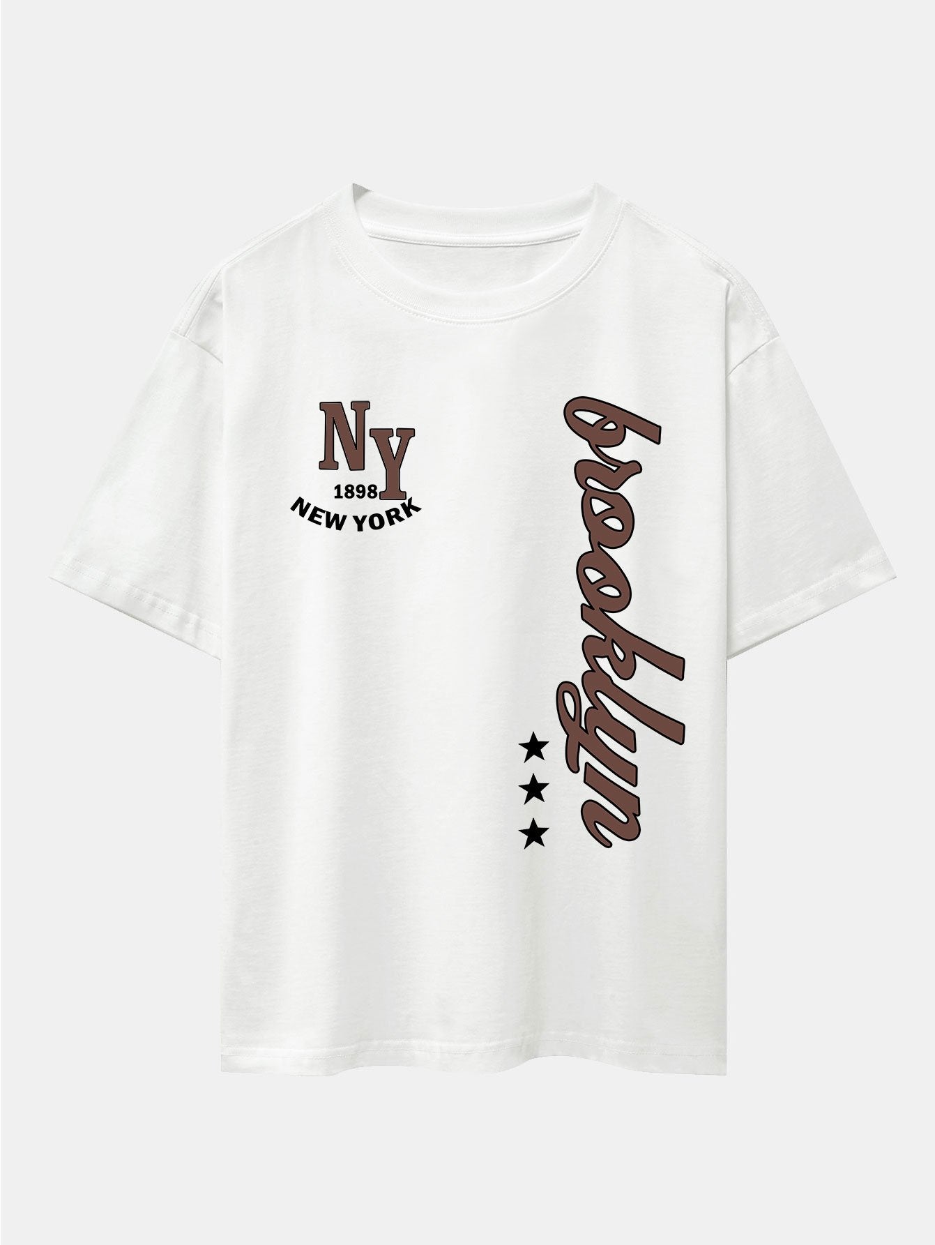 New York Brooklyn Print Drop Shoulder Oversize T-Shirt