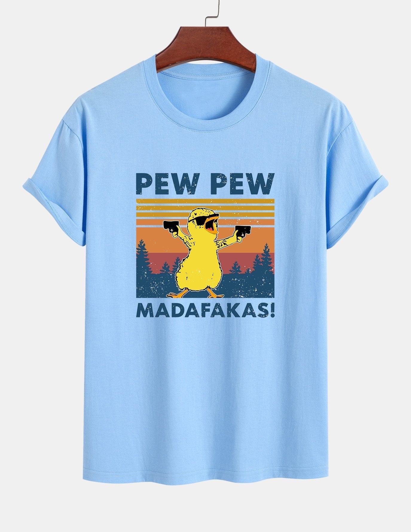 Regular Fit PEW PEW MADAFAKAS Duck Print Cotton T-Shirt