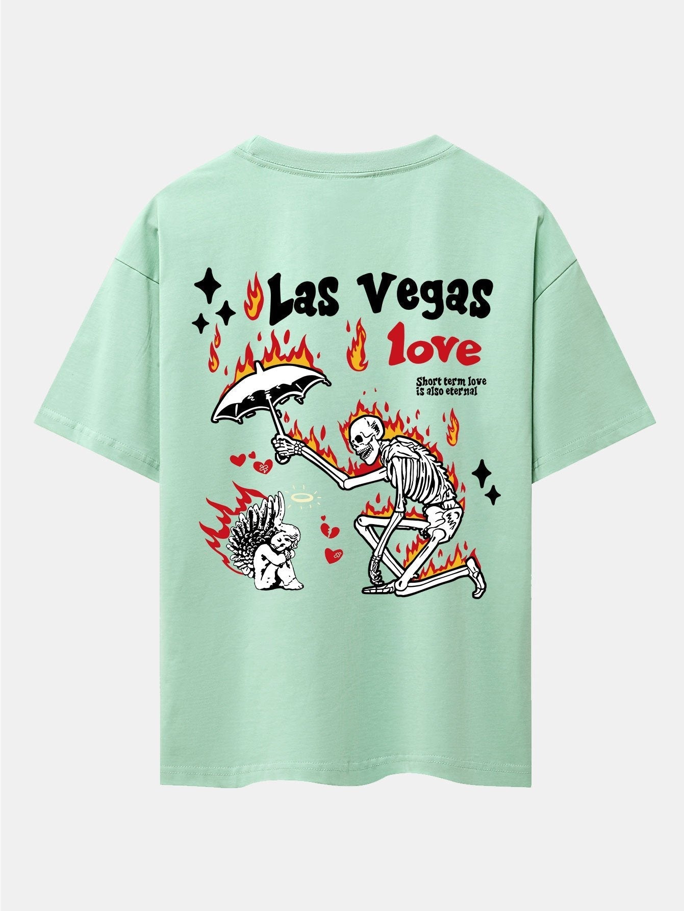 Skeleton And Angel Back Print Drop Shoulder Oversize T-Shirt