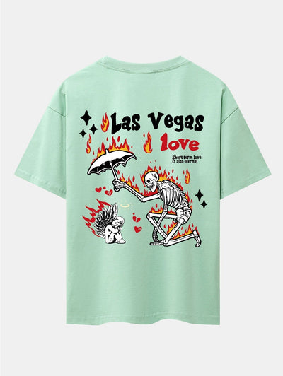 Skeleton And Angel Back Print Drop Shoulder Oversize T-Shirt