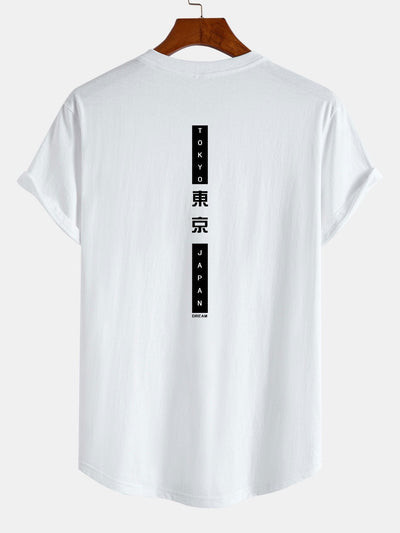 Tokyo Back Print Cotton Arc Hem T-Shirt