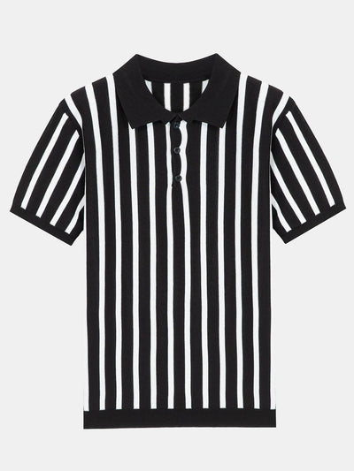 Striped Short Sleeve Sweater Polo