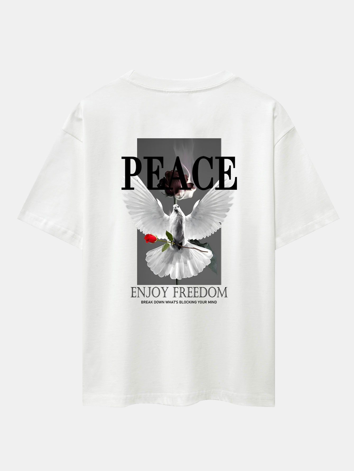 Dove Rose Slogan Back Print Drop Shoulder Oversize T-Shirt