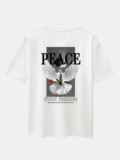 Dove Rose Slogan Back Print Drop Shoulder Oversize T-Shirt