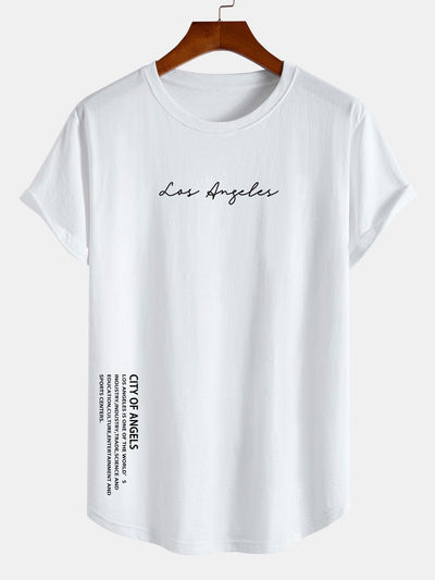 Los Angeles Print Cotton Arc Hem T-Shirt