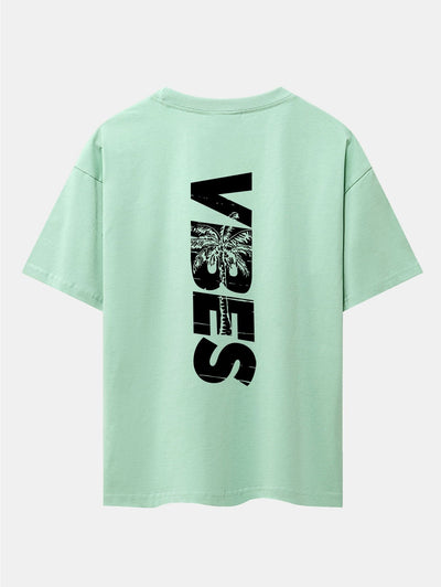 Palm Tree Vibes Slogan Back Print Drop Shoulder Oversize T-Shirt