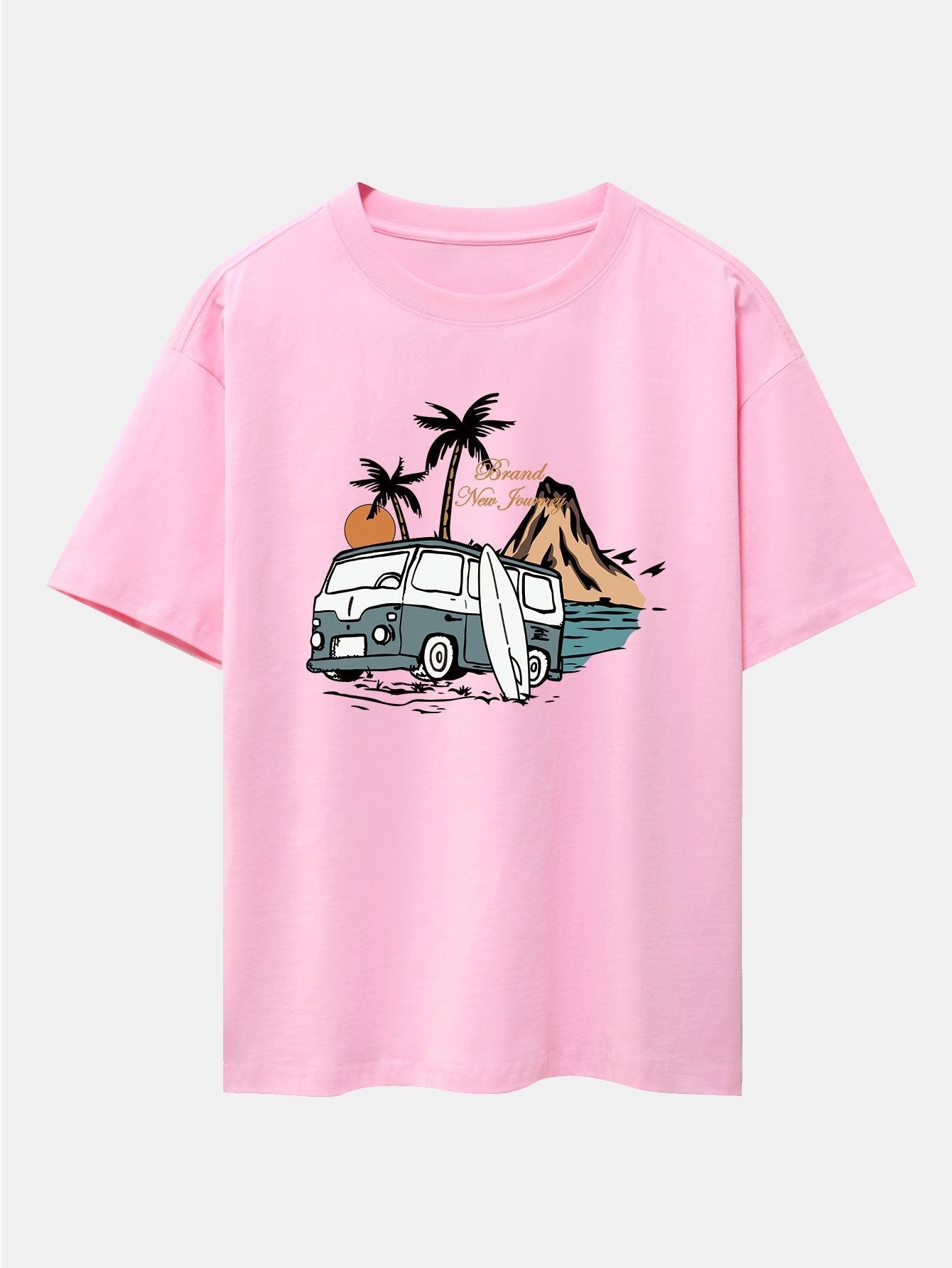 Car Island Print Drop Shoulder Oversize T-Shirt