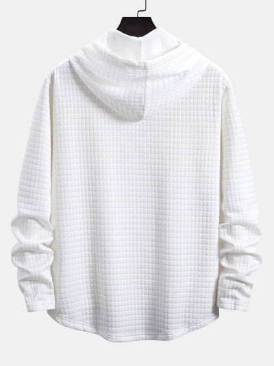 3 Pieces Long Sleeve Waffle Hooded Arc Hem T-Shirts