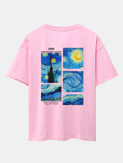 The Starry Night Back Print Drop Shoulder Oversize T-Shirt