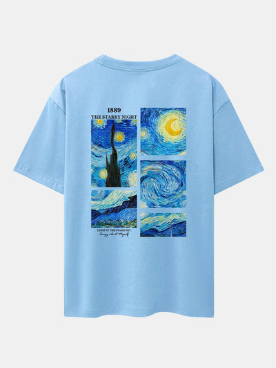 The Starry Night Back Print Drop Shoulder Oversize T-Shirt
