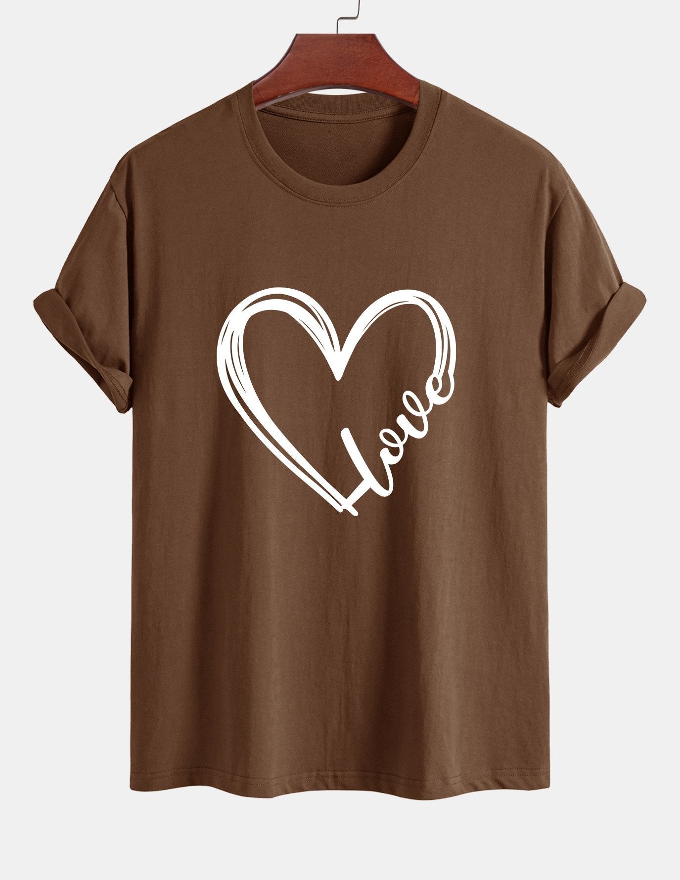 Regular Fit Heart Print Cotton T-Shirt