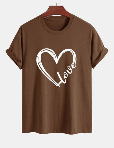 Regular Fit Heart Print Cotton T-Shirt