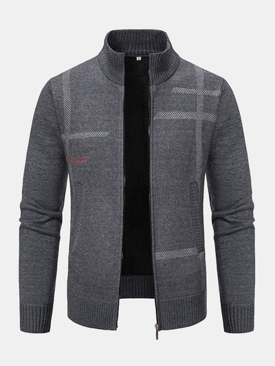 Striped Pattern Zip Sweater