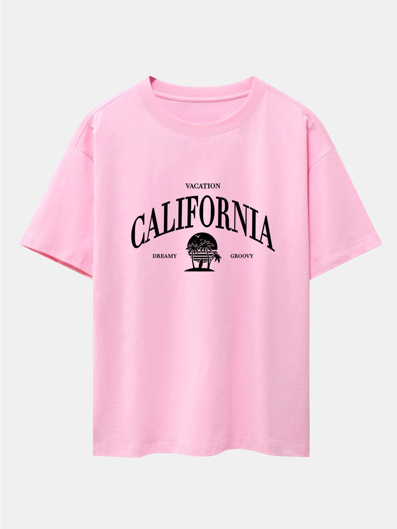 California Slogan Print Drop Shoulder Oversize T-Shirt