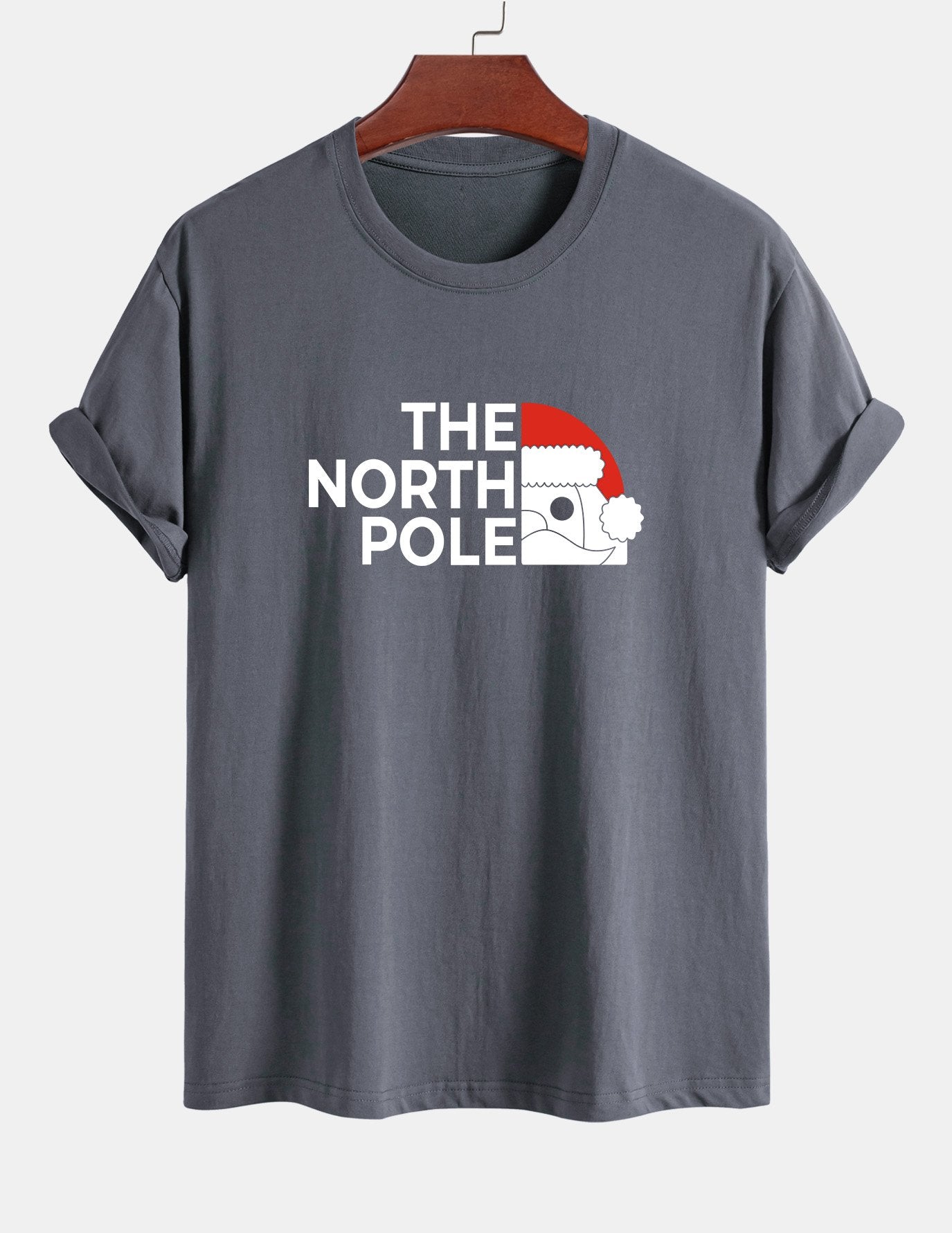 Regular Fit Santa Claus Slogan Print Cotton T-Shirt