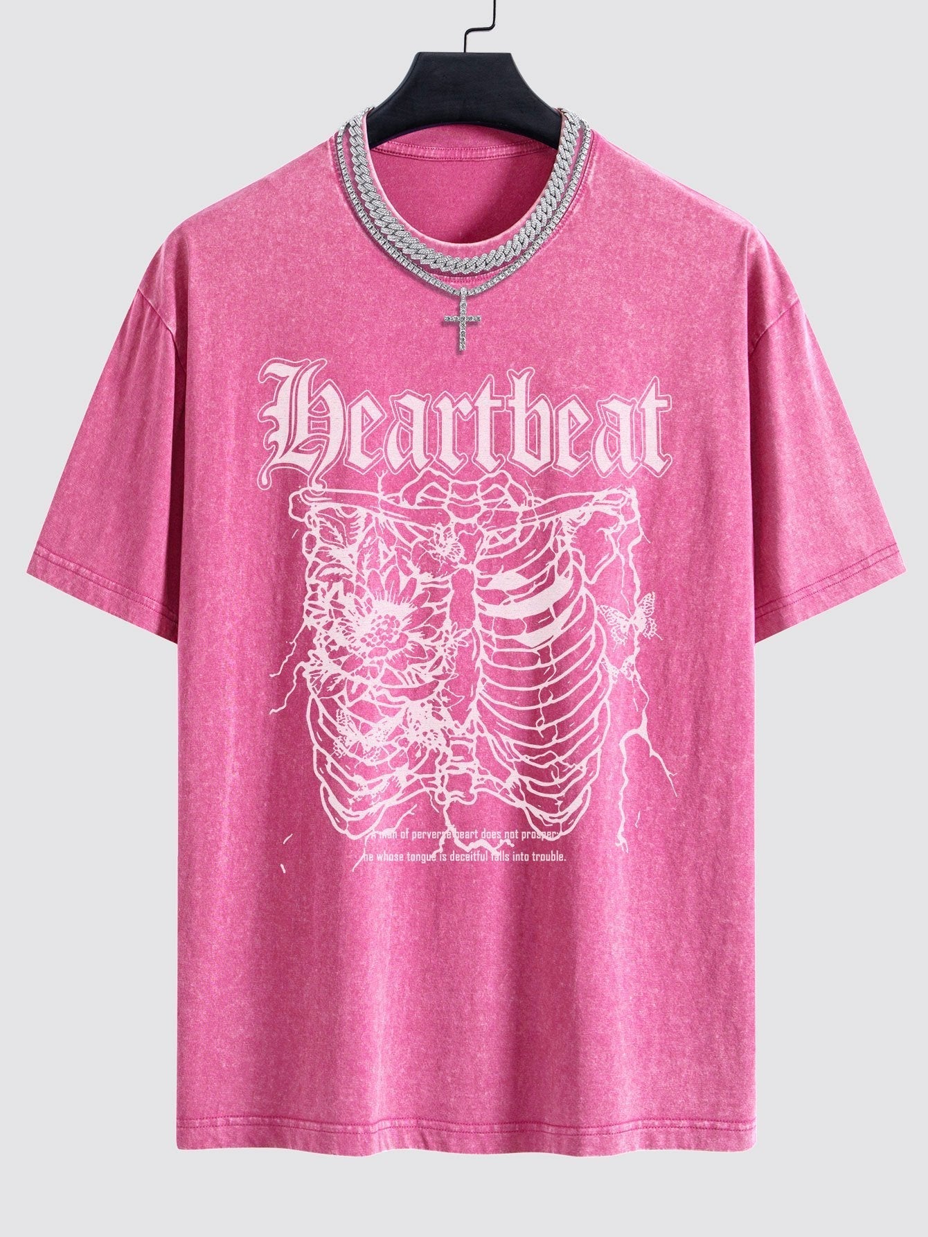 Slogan Skeleton Print Washed Drop Shoulder Oversize T-Shirt