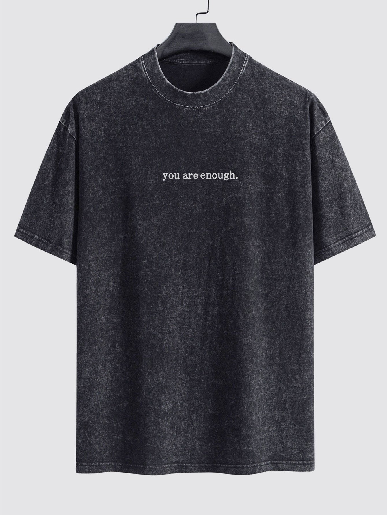 Slogan Print Washed Distressed Drop Shoulder T-Shirt