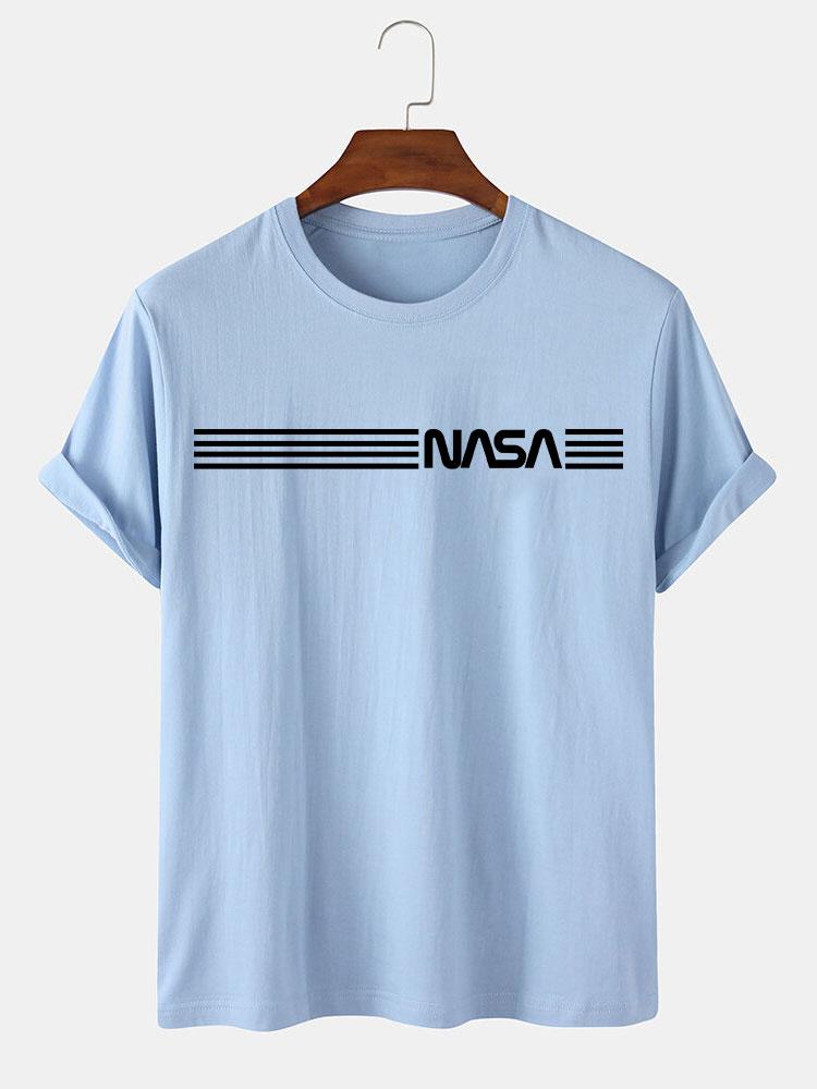 Nasa Stripe Print T-Shirts