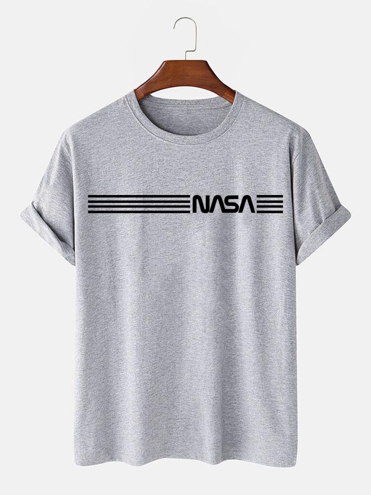 Nasa Stripe Print T-Shirts