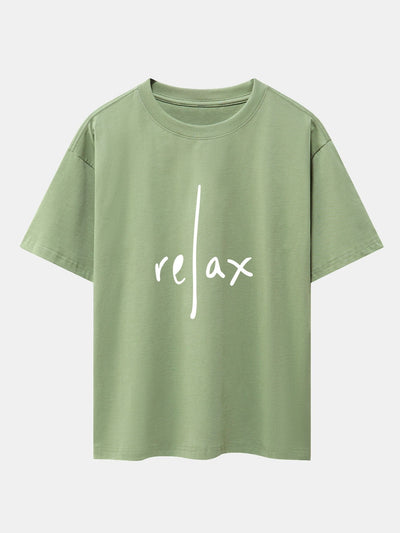 Relax Print Drop Shoulder Oversize T-Shirt