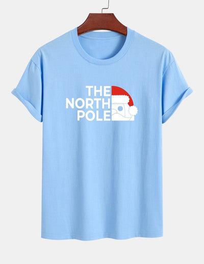 Regular Fit Santa Claus Slogan Print Cotton T-Shirt