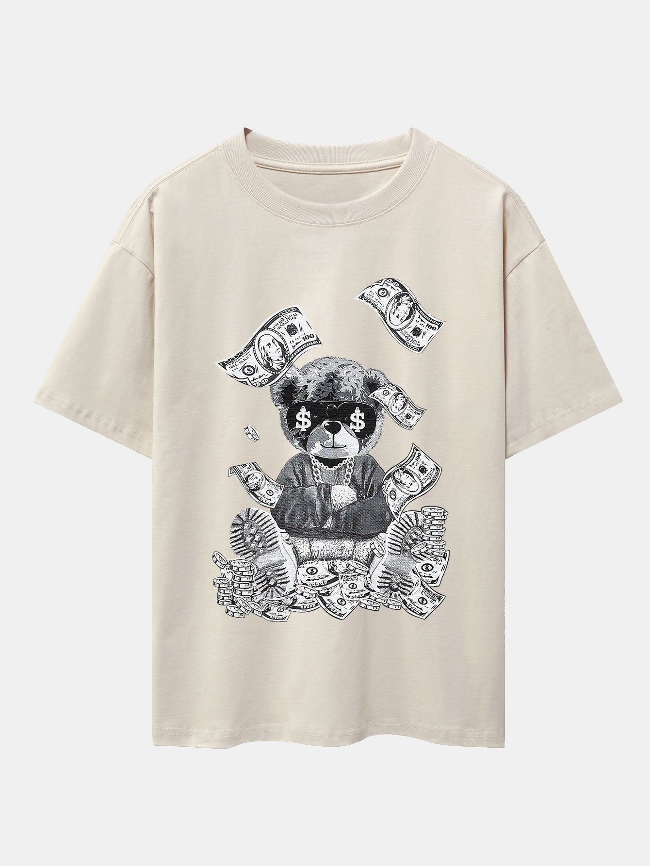 Money Bear Print Drop Shoulder Oversize T-Shirt
