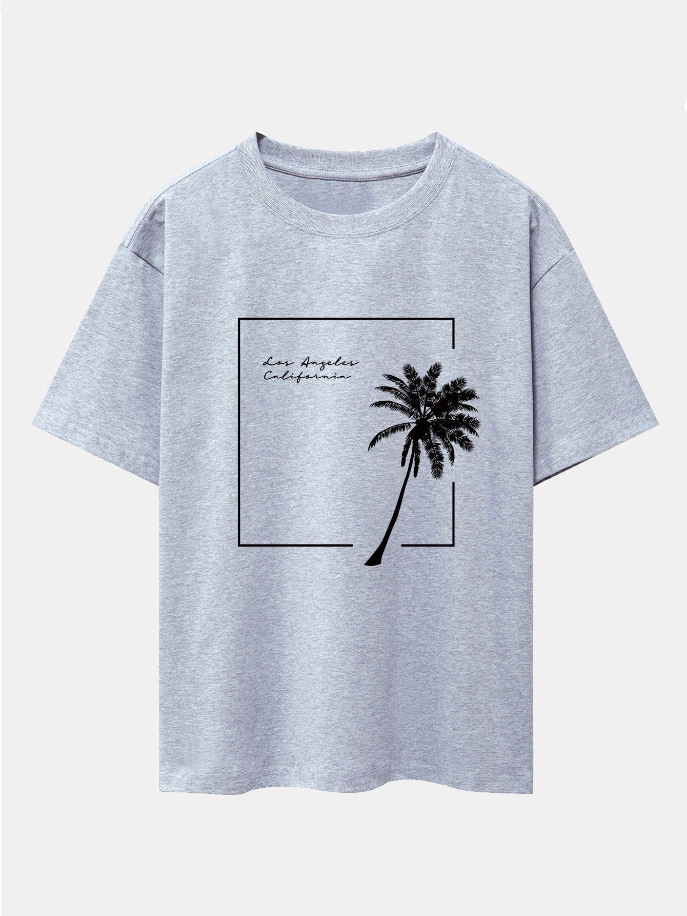 Los Angeles Palm Trees Print Drop Shoulder Oversize T-Shirt