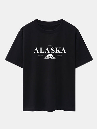 Alaska Slogan Print Drop Shoulder Oversize T-Shirt