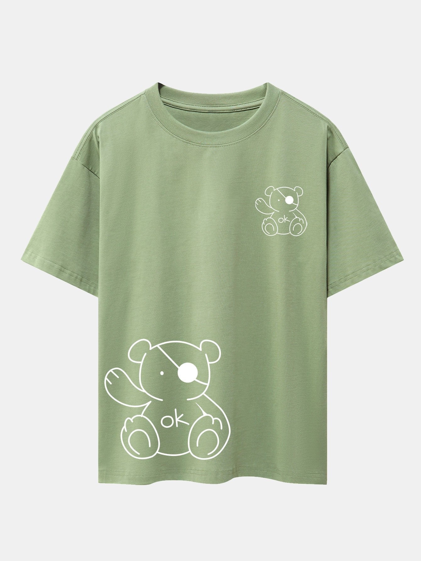 Bear Print Drop Shoulder Oversize T-Shirt