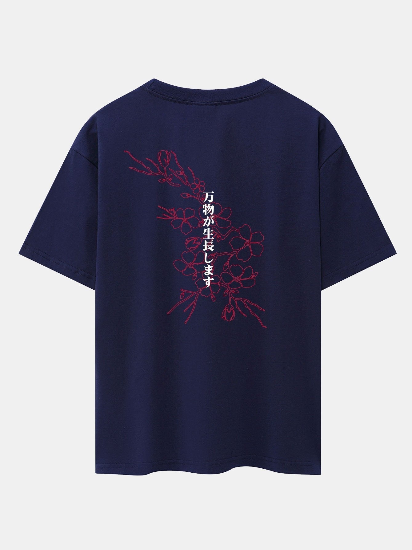 Floral Slogan Back Back Print Drop Shoulder Oversize T-Shirt