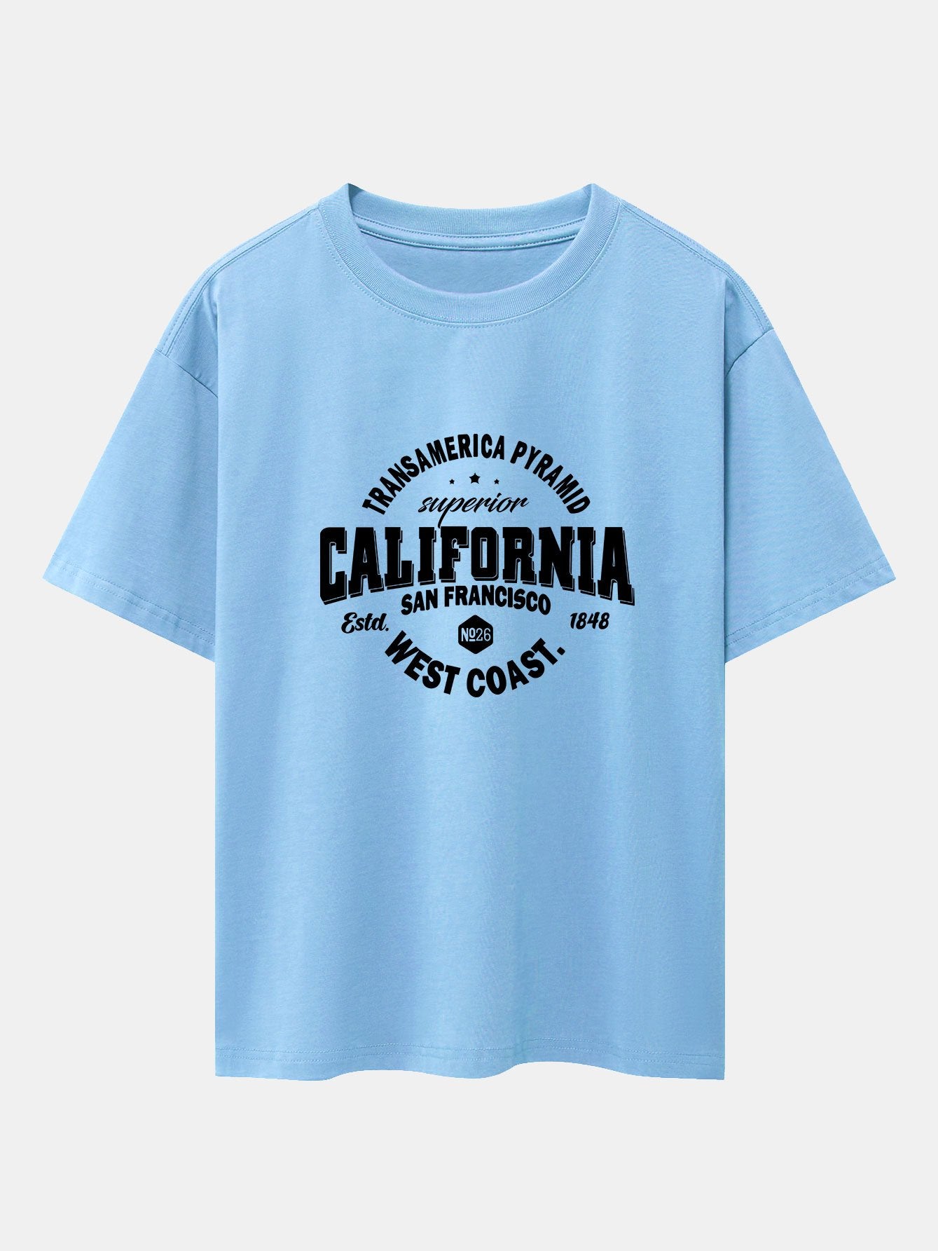 California Slogan Print Drop Shoulder Oversize T-Shirt