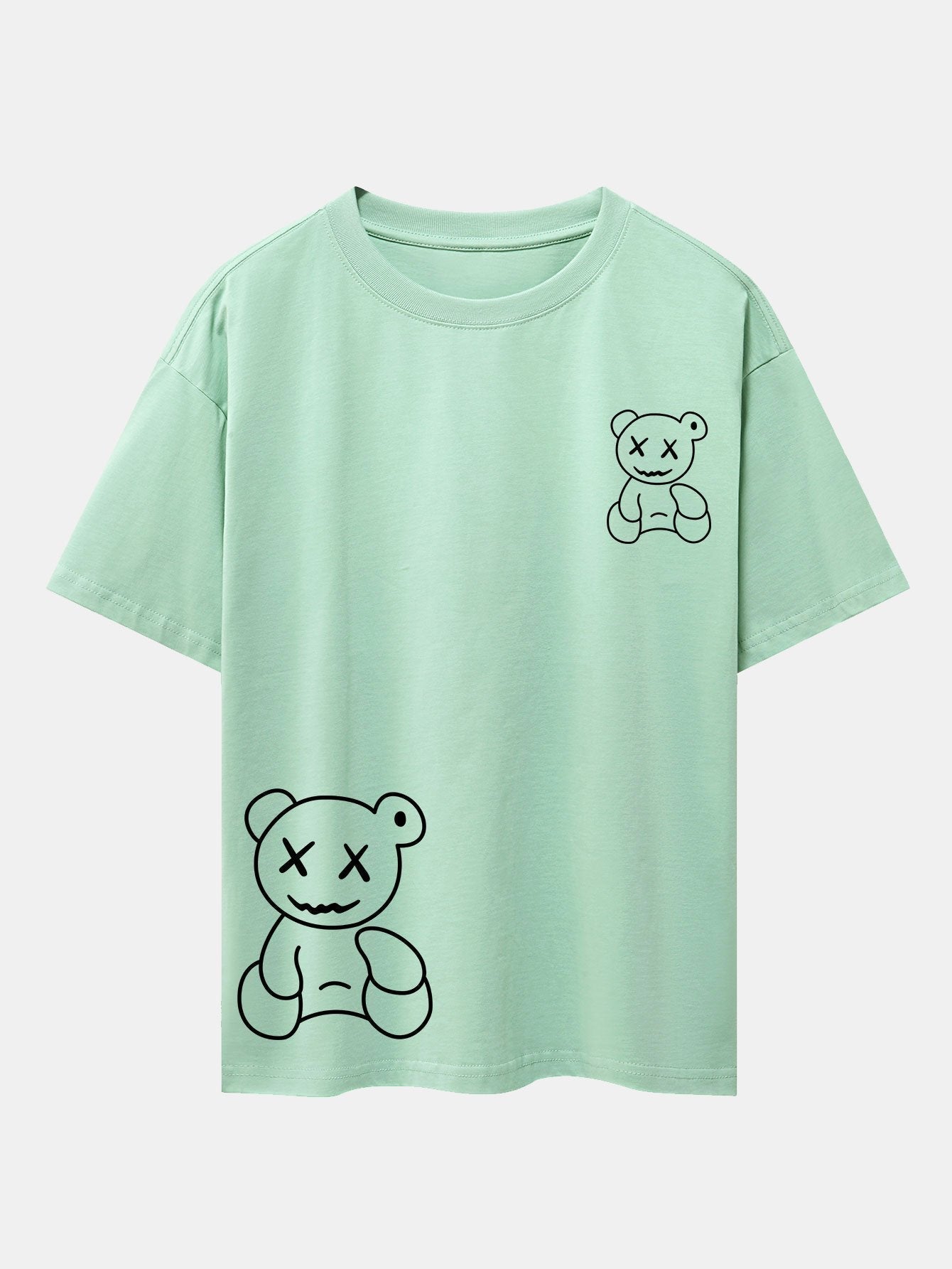 Bear line Print Drop Shoulder Oversize T-Shirt